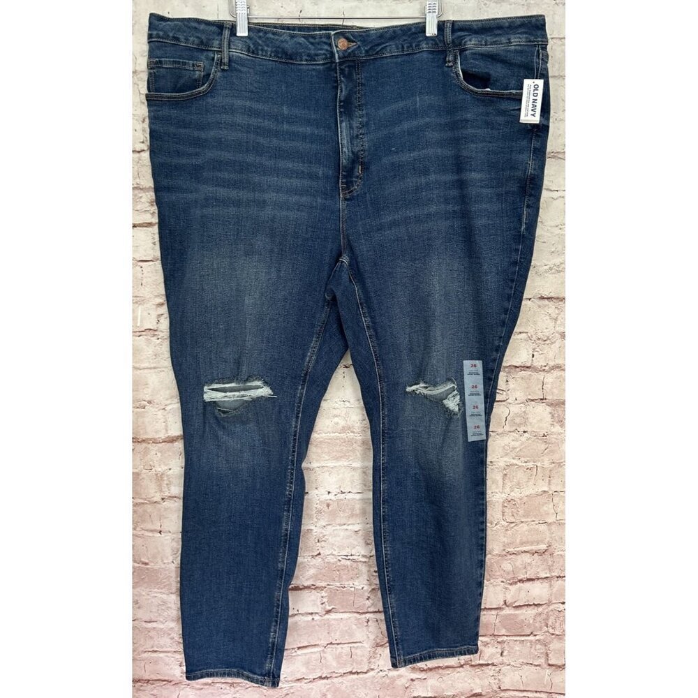 Old Navy Womens Jeans Size 26 Rockstar Super Skinny High Rise Distressed Denim